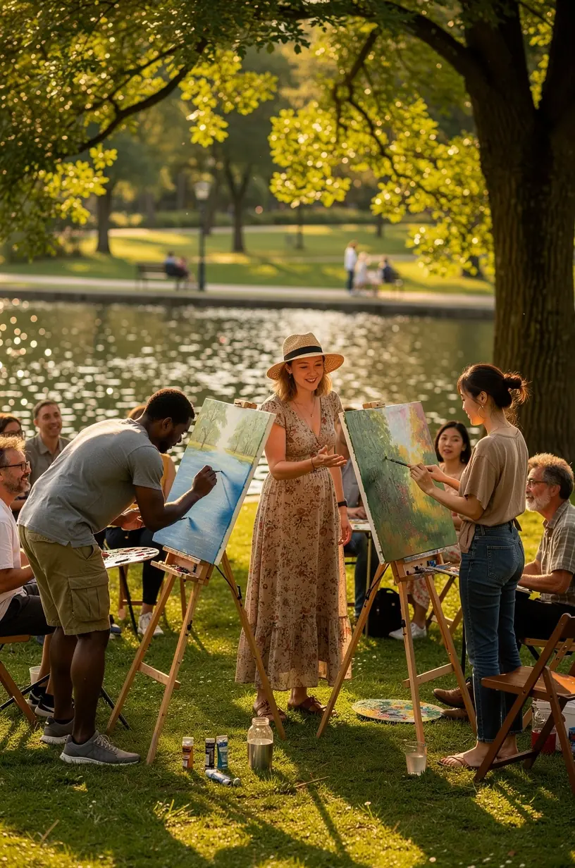 Collaborative painting session showcasing teamwork and creativity.